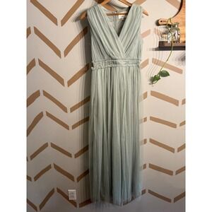 Anaya With Love V-Neck Formal Bridesmaid Dress Size 4 Green Tulle Maxi